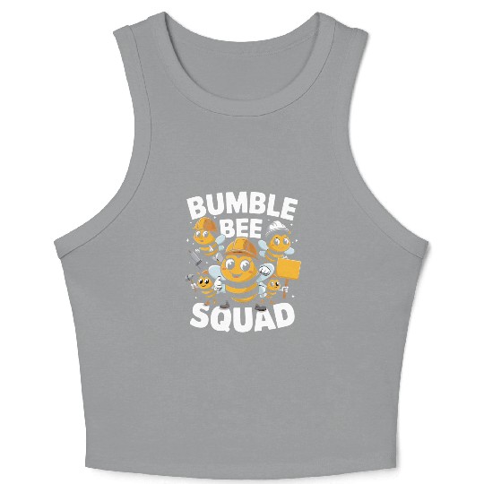 Fun Bumblebee Squad Cartoon Art Crop Tank Top