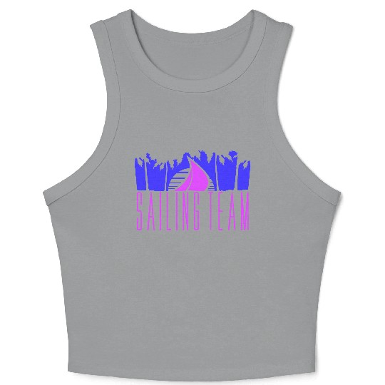 Sailing Team Ship Sun Palm Trees Sunset Sunrise Crop Tank Top