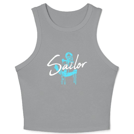 Sailor Anchor Graffiti Drops Sailing Text Saying Crop Tank Top