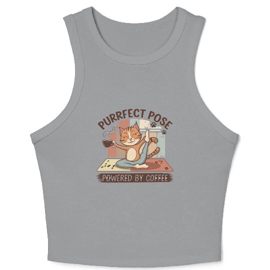 yoga pose powered by coffee Crop Tank Top