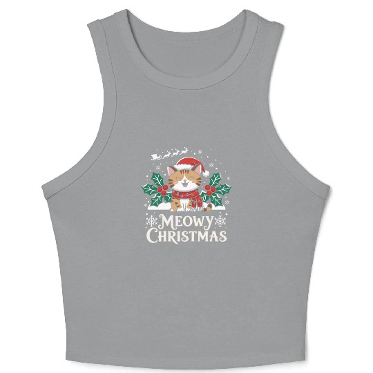 Christmas meow Crop Tank Top