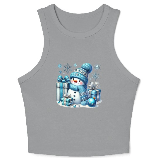 Snowman Christmas, Cute Christmas Crop Tank Top