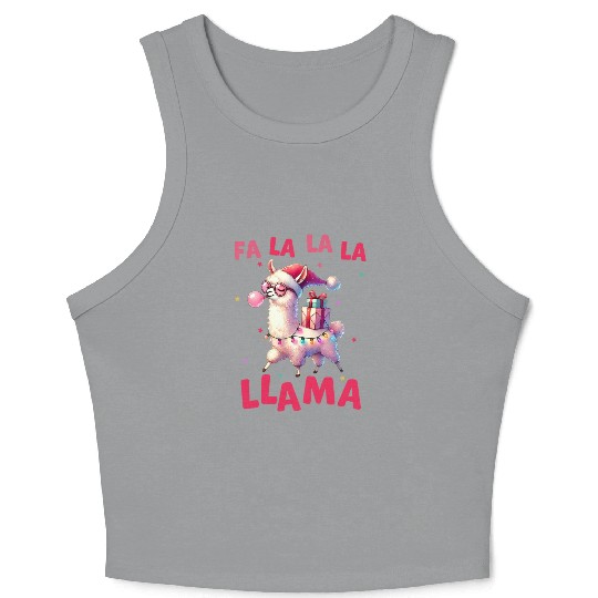 Fa La La La Llama, Merry Christmas Crop Tank Top