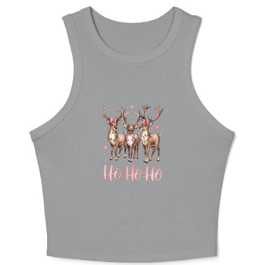 Ho Ho Ho Deer, Merry Christmas Crop Tank Top
