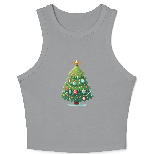 Tree Christmas, Merry Christmas Crop Tank Top