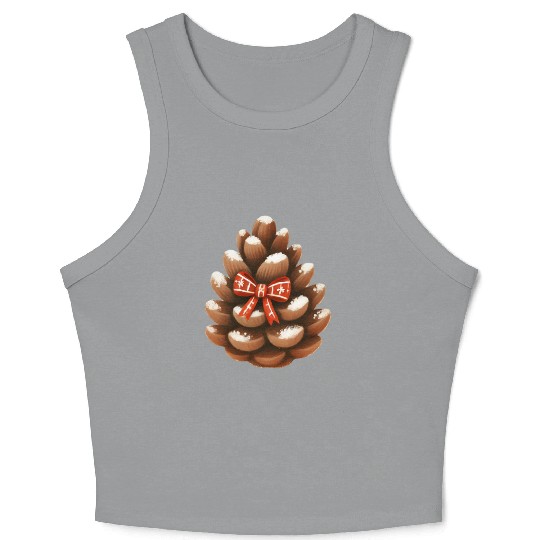 Christmas Coquette Bow, Cute Christmas Crop Tank Top