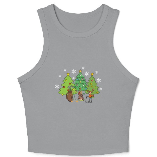 sport funny animal moose playing golf Crop Tank Top