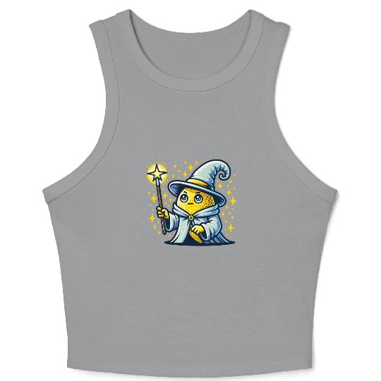 Cute Wizard Lemon with Magic Wand Crop Tank Top