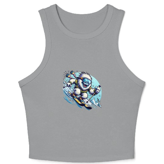 Epic Yeti Ski Adventure Illustration Crop Tank Top