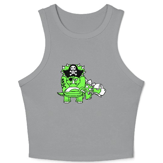Triceratops Stegosaurus 2 Dinosaur Pirates Dinos Crop Tank Top