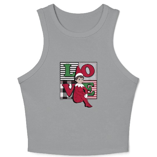 Elf on the Shelf Christmas Love Stacked Plaid Crop Tank Top
