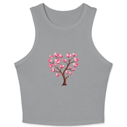 Heart Tree, Valentines Day Crop Tank Top