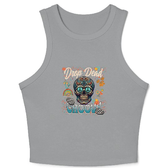 Drop Dead Groovy Psychedelic Skull Crop Tank Top