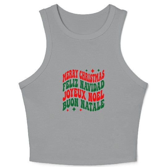 Merry christmas feliz navidad joyeux noel Crop Tank Top