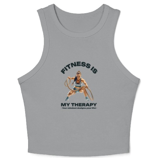 Fitness Is My Therapy - Fitness And Exercise Crop Tank Top