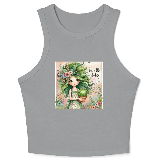 Cute Plantastic Girl Cute Floral Green Hair-Gift D83C DF38 Crop Tank Top