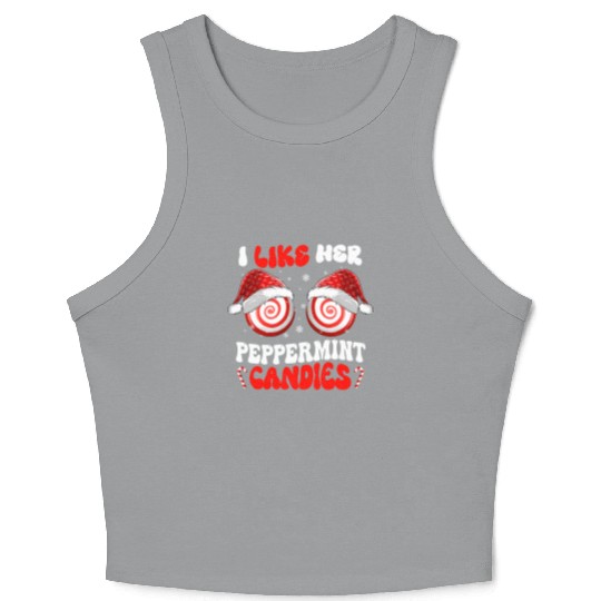 I Like Her Peppermint Candies Couples Christmas Crop Tank Top