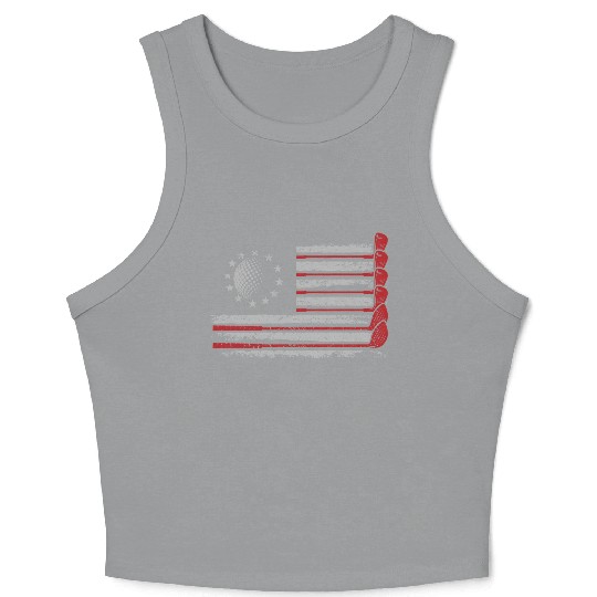 Patriotic American Golfer USA Flag Golf Club Golf Crop Tank Top