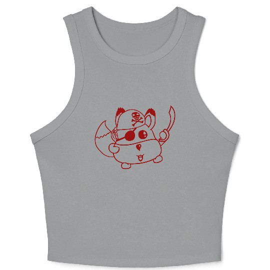 Little Cute Captain Fox Pirate Animal Eye Patch Crop Tank Top