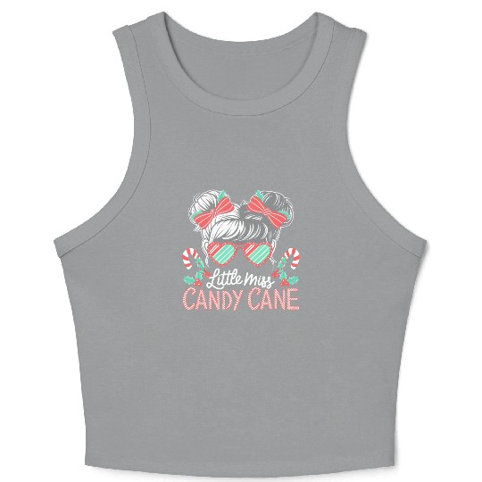 Little Miss Candy Cane Christmas Messy Bun Toddler Crop Tank Top