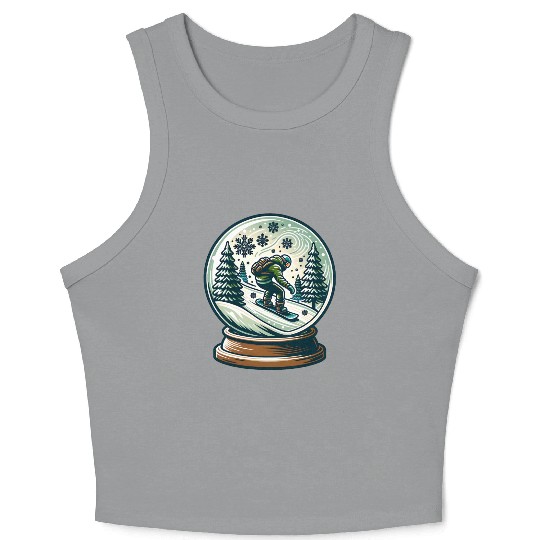 Snowboarding Adventure in Winter Wonderland Crop Tank Top