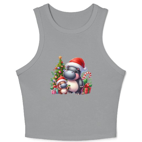Christmas Hippo Crop Tank Top