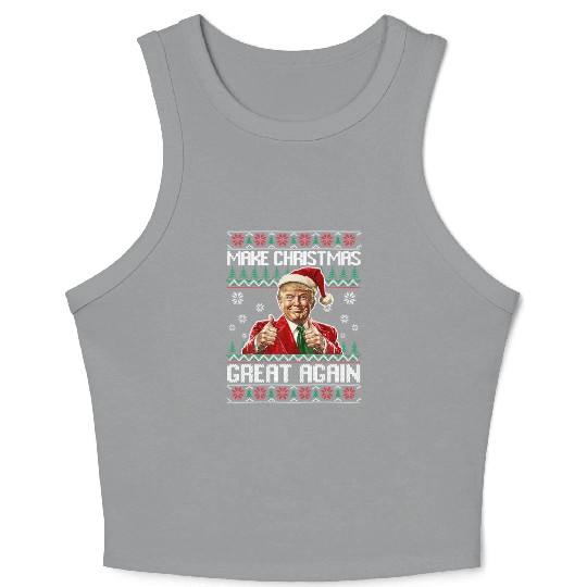 Make Christmas Great Again Xmas Funny Trump Crop Tank Top