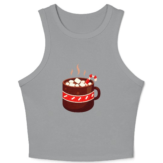 Cozy Hot Chocolate Mug Design Crop Tank Top