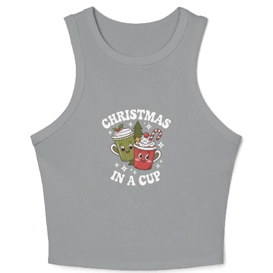 Christmas Cheer in a cup Funny Christmas Crop Tank Top