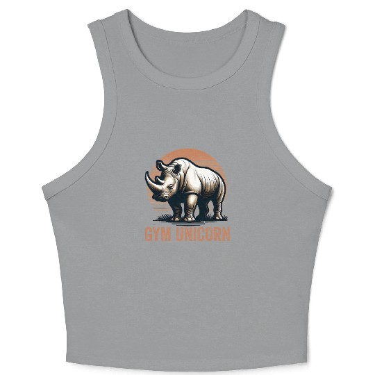 Gym Unicorn Rhino Rhinoceros Safari Vintage Crop Tank Top