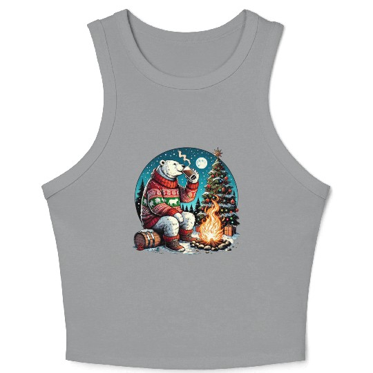 Cozy Christmas Polar Bear: Eggnog & Fireside Cheer Crop Tank Top