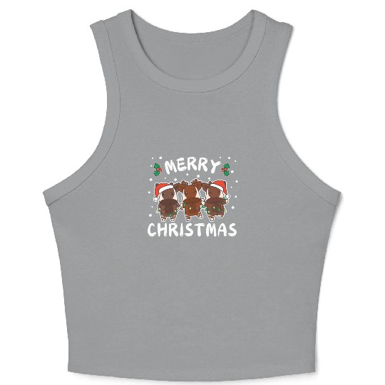 Merry Christmas Cute Okapi Festive Lights Okapi Crop Tank Top