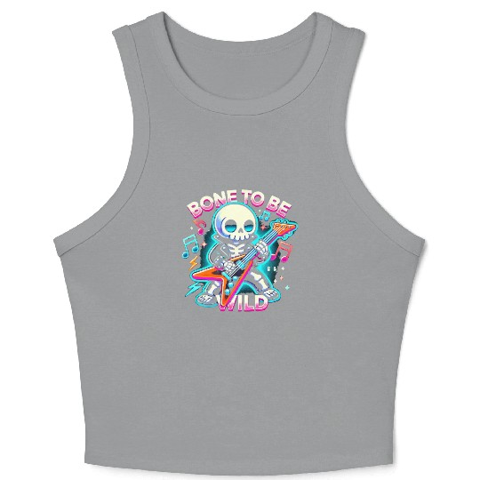 Skeleton Guitar Player Bones Guitarist Musician Crop Tank Top