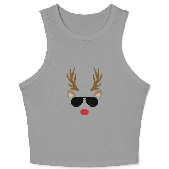 Reindeer and Sunglasses, Christmas Crop Tank Top