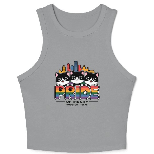 Pride of Houston City Texas USA Rainbow Flag Crop Tank Top