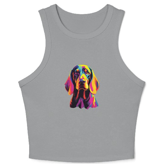 Watercolor Colorful Black And Tan Coonhound Crop Tank Top