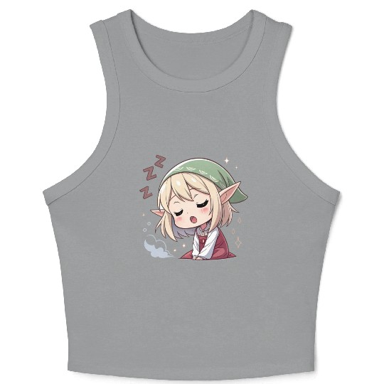 Sleepy Sprite: Cute Elf Napping So Lovingly Crop Tank Top