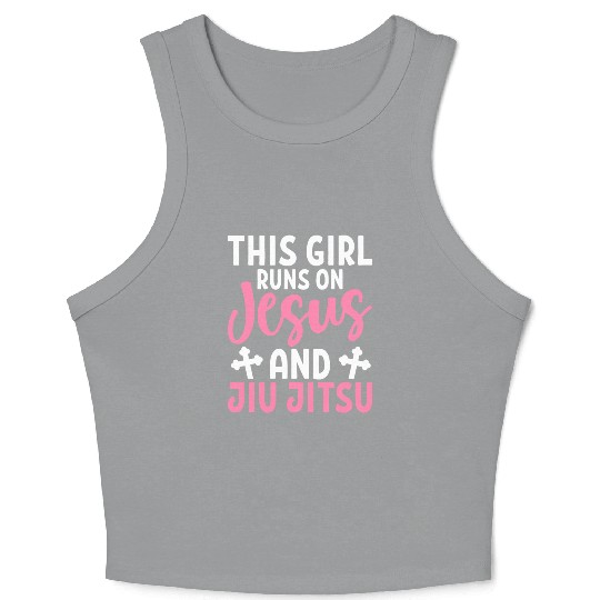 Girl Runs On Jesus Jiu Jitsu BJJ Martial Arts Crop Tank Top