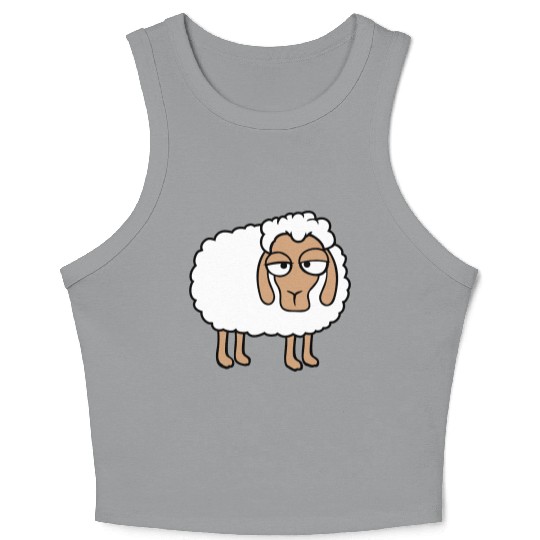Sheep Tired Bored Look Little Sweet Lamb Bad Mood Crop Tank Top