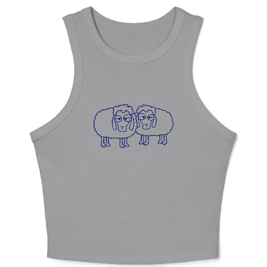 2 Sheep Tired Bored Look Team Sweet Crew Friends Crop Tank Top