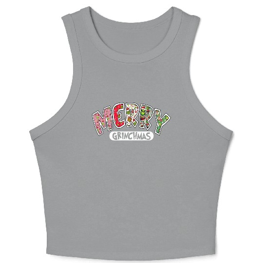 Merry Grin Happy Christmas Crop Tank Top