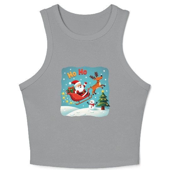 Santa Clause waving " HO-HO" Crop Tank Top