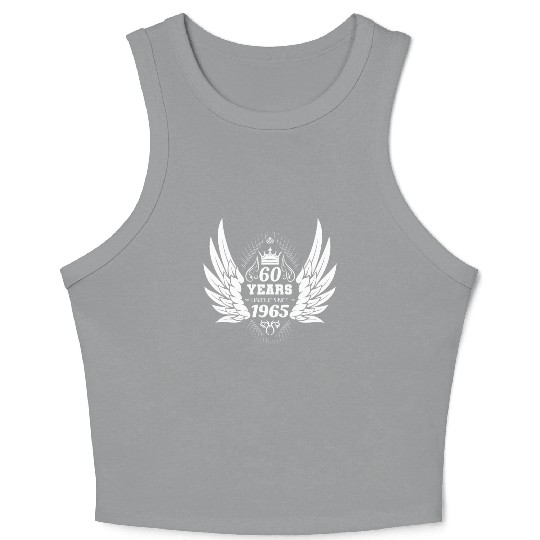 60 Years Unique Angel Wings Crown Crop Tank Top