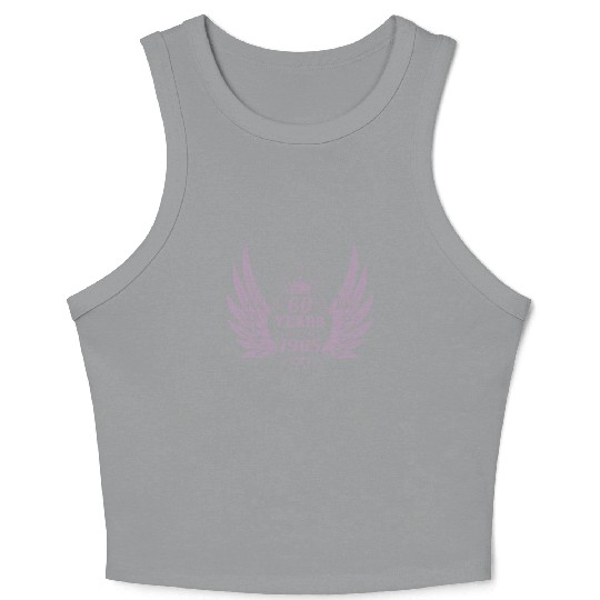 60 Years Unique Angel Wings Crown Crop Tank Top