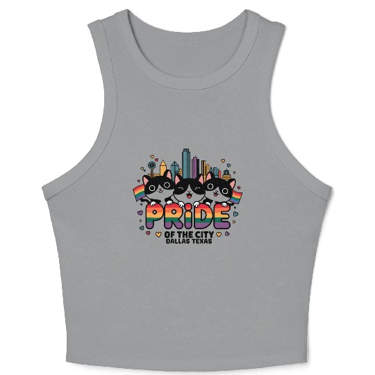 Pride of Dallas City Texas USA Rainbow Flag Crop Tank Top