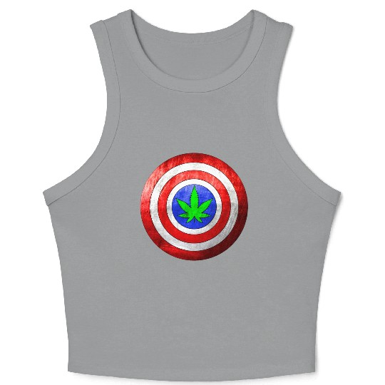 Captain Cannabis Shield Red White Blue and Green Crop Tank Top
