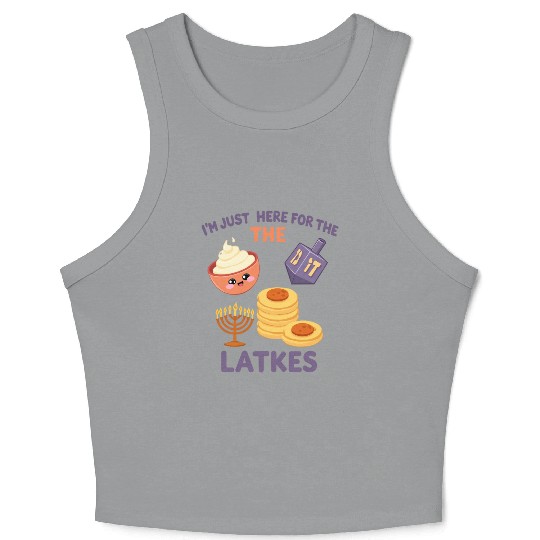 I'm Just Here for the Latkes Fun Hanukkah Vibes Crop Tank Top