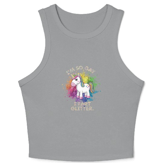 Funny Gay Pride Unicorn Fart Gift for Men Crop Tank Top