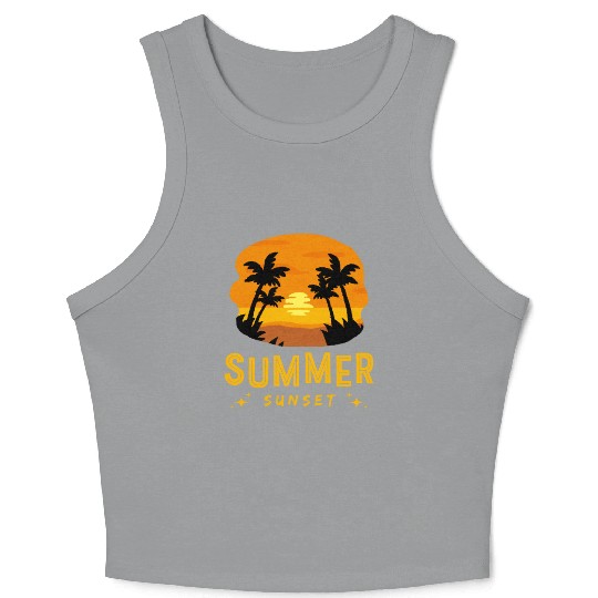 Golden Horizons: Summer Sunset Design Crop Tank Top