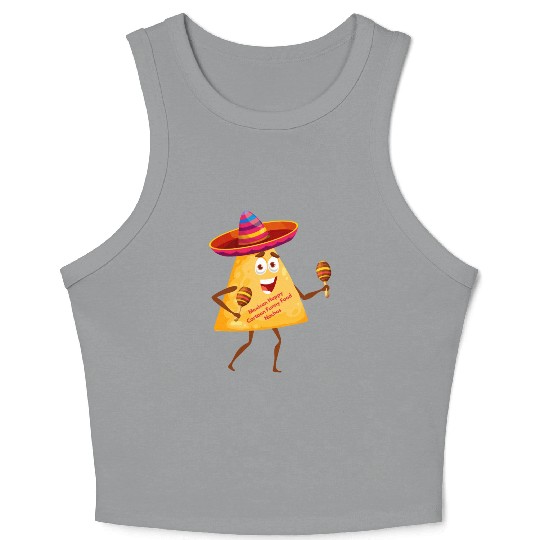 Mexican Happy Cartoon Funny Food Nachos Character Crop Tank Top
